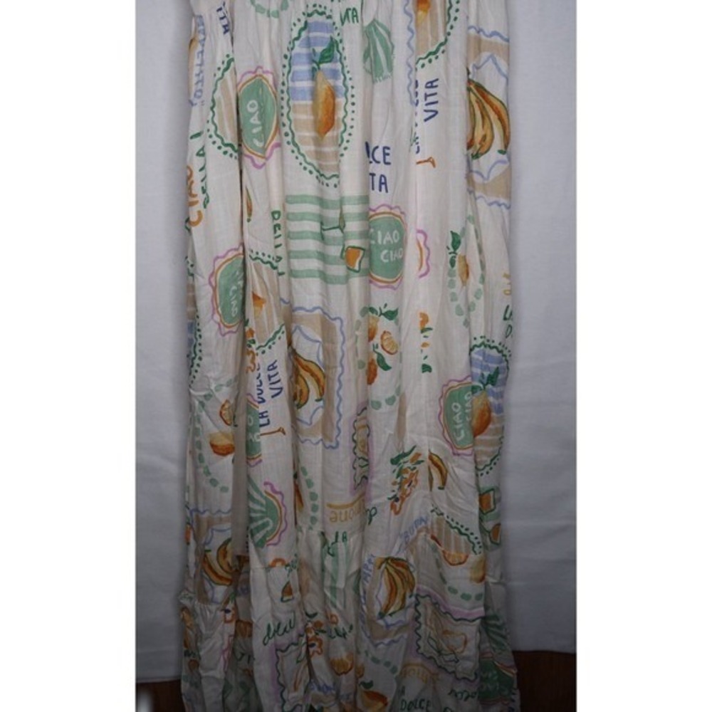 Paper Heart Dress M Fruit Print Maxi Linen Blend Italian Summer Sundress NWT - Picture 8 of 12